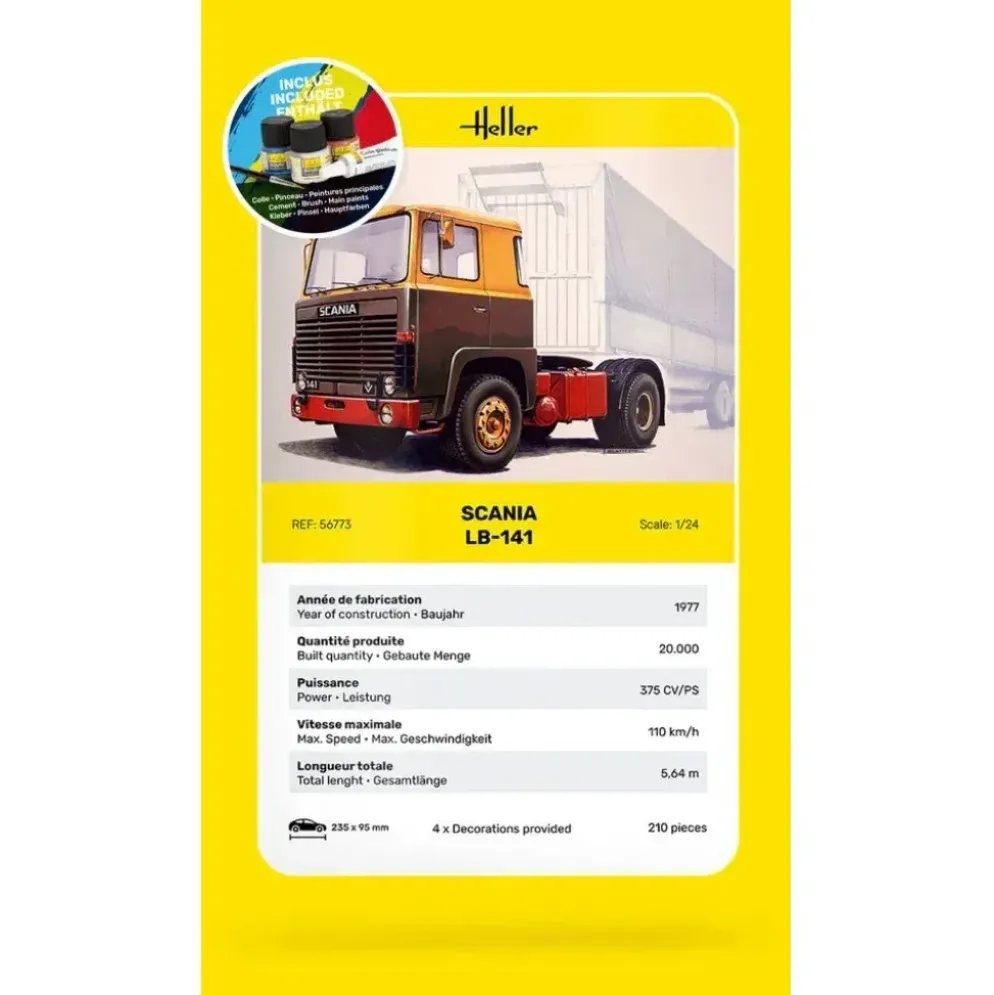 Scania LB-141 - 1977 - Plastbyggmodell med färg - Heller - 1:24