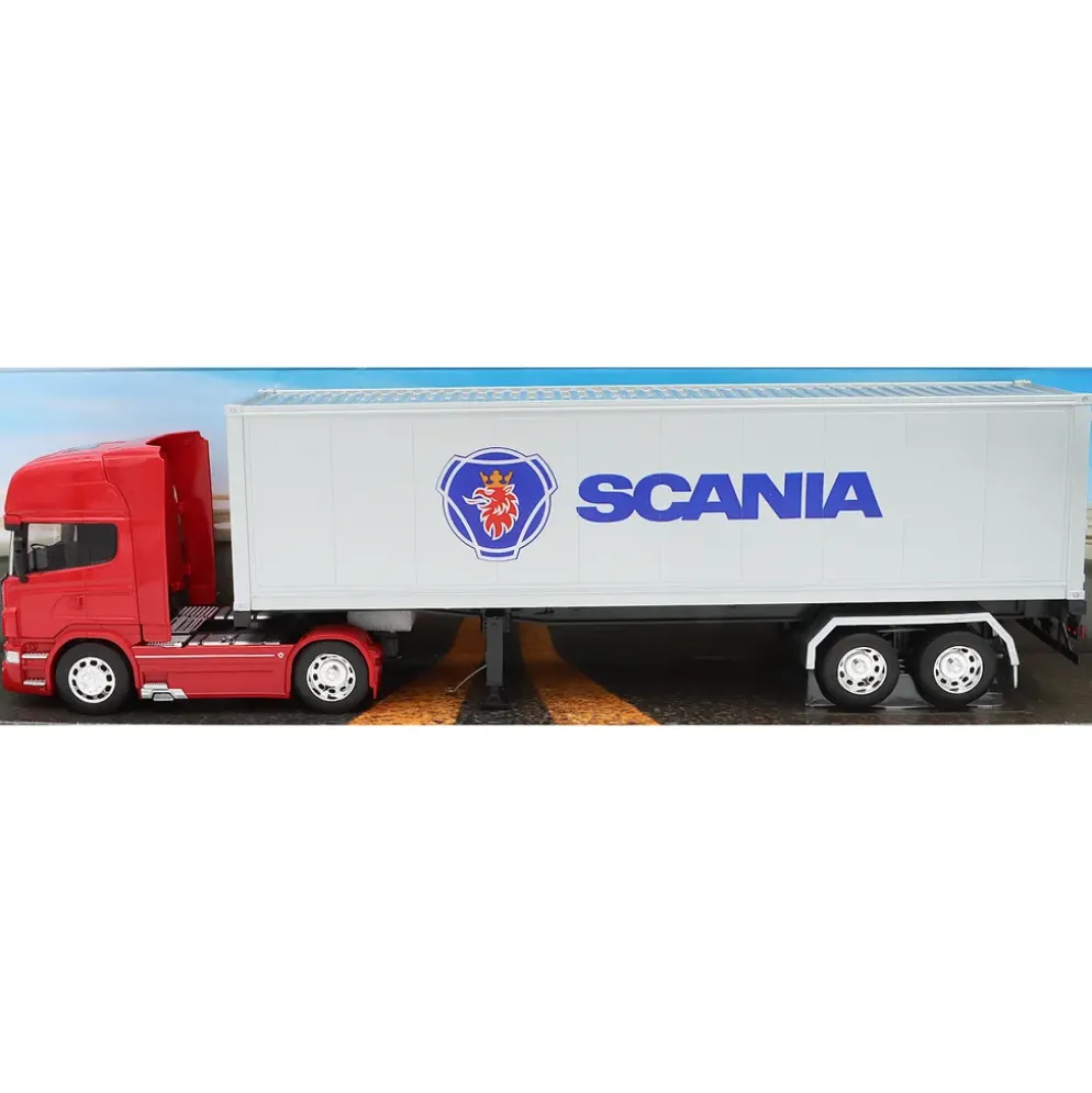 Scania V8 R730 med trailer - Röd - Welly - 1:32 - 49 cm