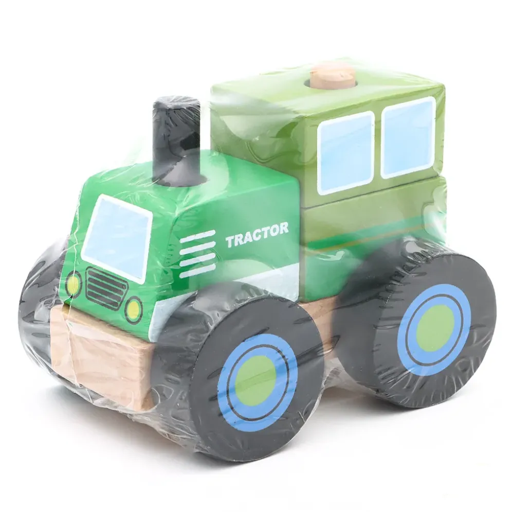 Stapelbar traktor i trä - Grön - Small Foot