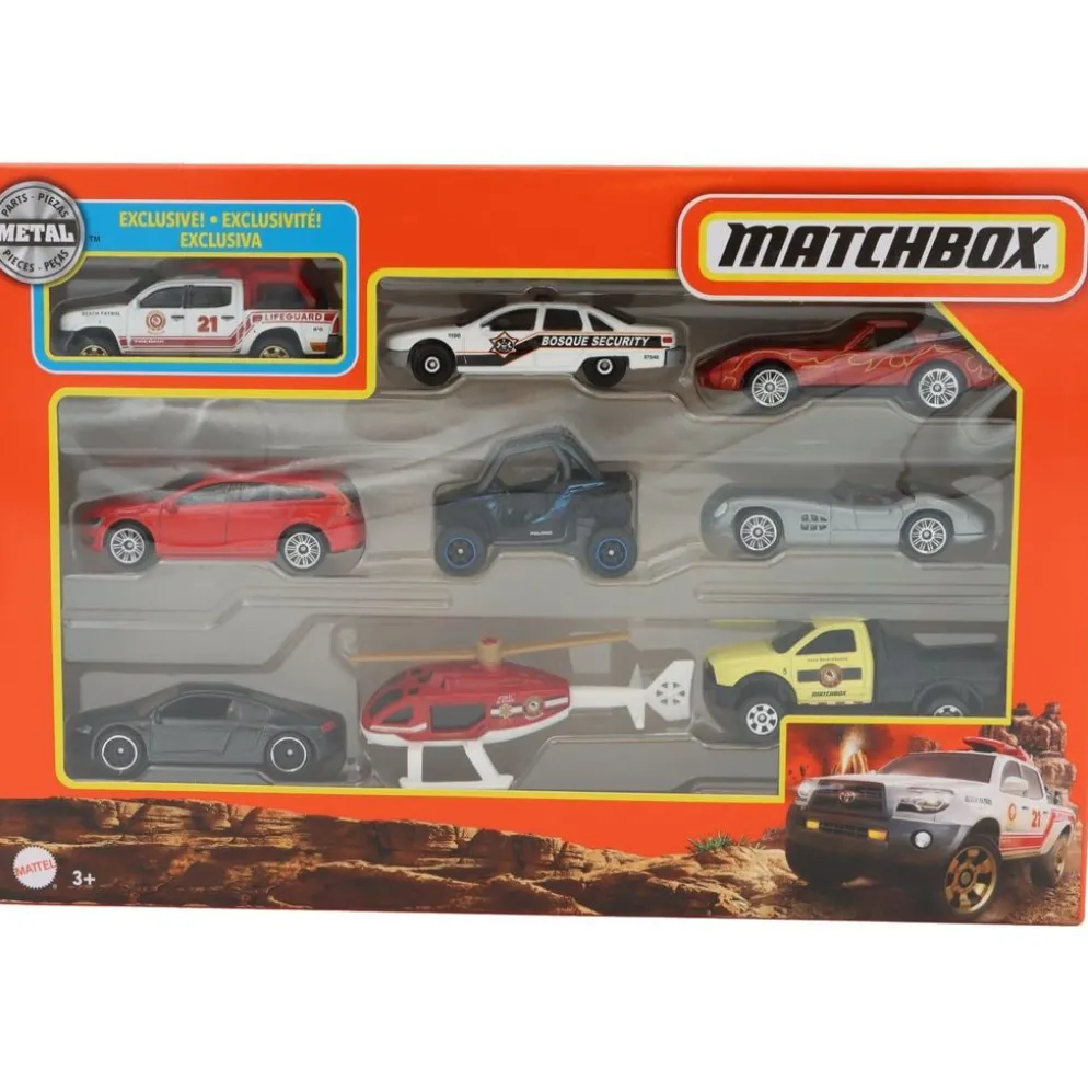 Storpack leksaksbilar med Toyota Tacoma Lifeguard - Matchbox