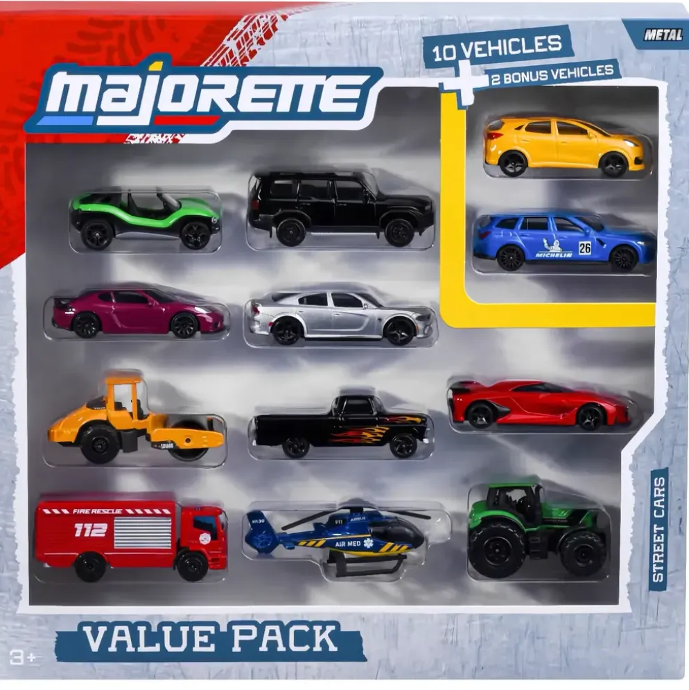 Street Cars Value Pack - 12 leksaksabilar från Majorette