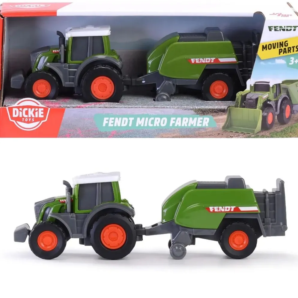 Traktor med balpress - Fendt Micro Farmer - Dickie Toys