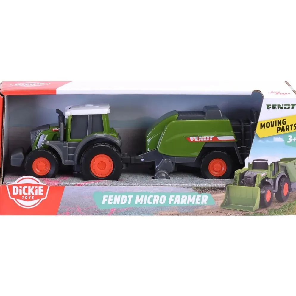 Traktor med balpress - Fendt Micro Farmer - Dickie Toys