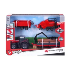 Traktor med tillbehör - Massey Ferguson 8740S - Bburago - 10 cm
