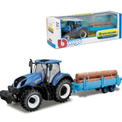 Traktor med timmervagn - New Holland T7.315 - Bburago