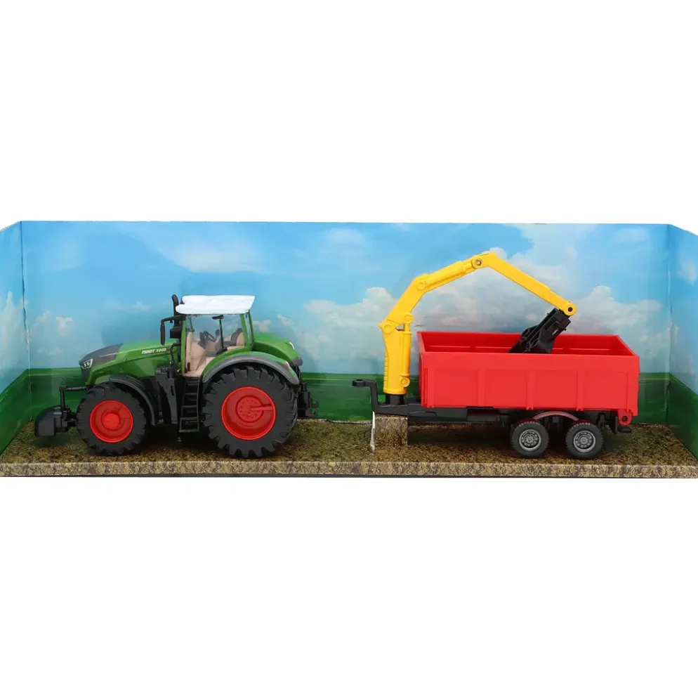 Traktor med trailer och kran - Fendt 1050 Vario - Bburago