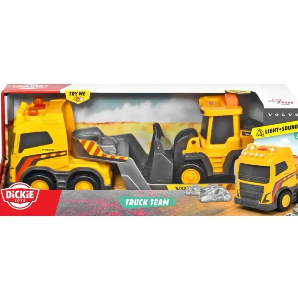 Truck Team - Volvo-lastbil och Trailer med Hjullastare - Dickie Toys