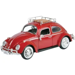 1966 Volkswagen Beetle med takräcke - Röd - Motormax - 1:24