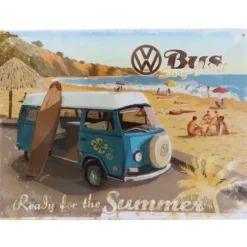 Volkswagen Bus - Ready for the Summer - Plåtskylt - 40x30 cm