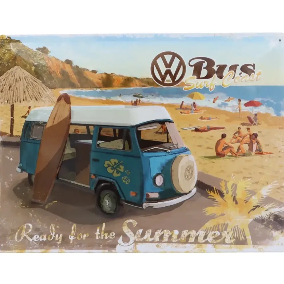 Volkswagen Bus - Ready for the Summer - Plåtskylt - 40x30 cm