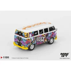Volkswagen T1 Microbus Mizu Design - Vit / Lila - 1191 - Mini GT - 1:64