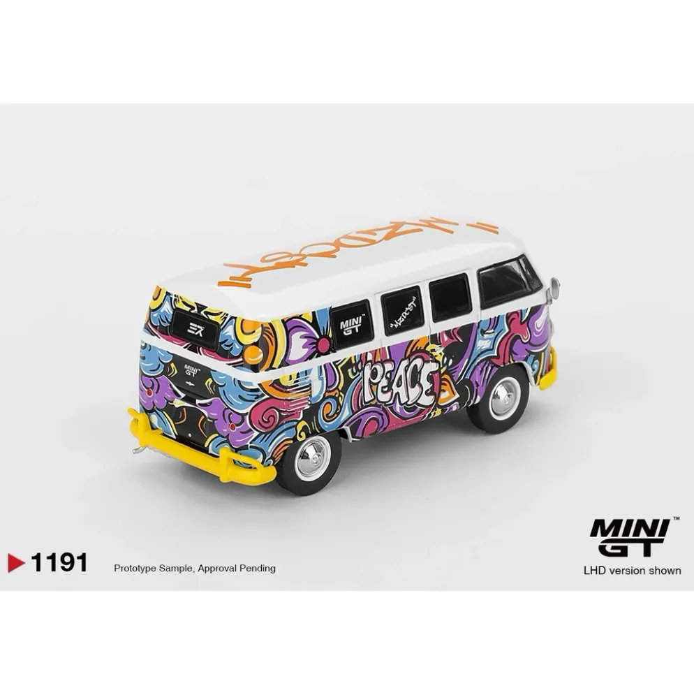 Volkswagen T1 Microbus Mizu Design - Vit / Lila - 1191 - Mini GT - 1:64