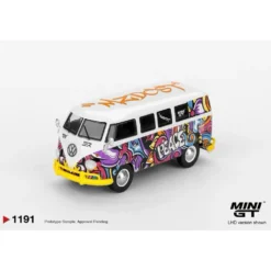 Volkswagen T1 Microbus Mizu Design - Vit / Lila - 1191 - Mini GT - 1:64
