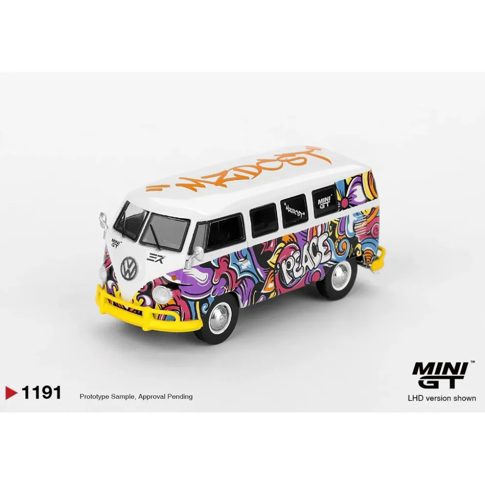 Volkswagen T1 Microbus Mizu Design - Vit / Lila - 1191 - Mini GT - 1:64