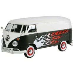 Volkswagen T1 - Svart / Vit med flames - Motormax - 1:24
