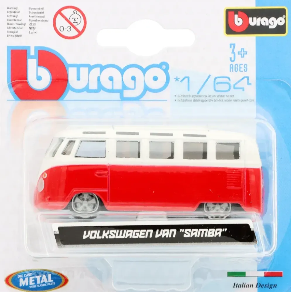 Volkswagen T1 Van "Samba" - 1962 - Röd/Vit - Bburago - 8 cm