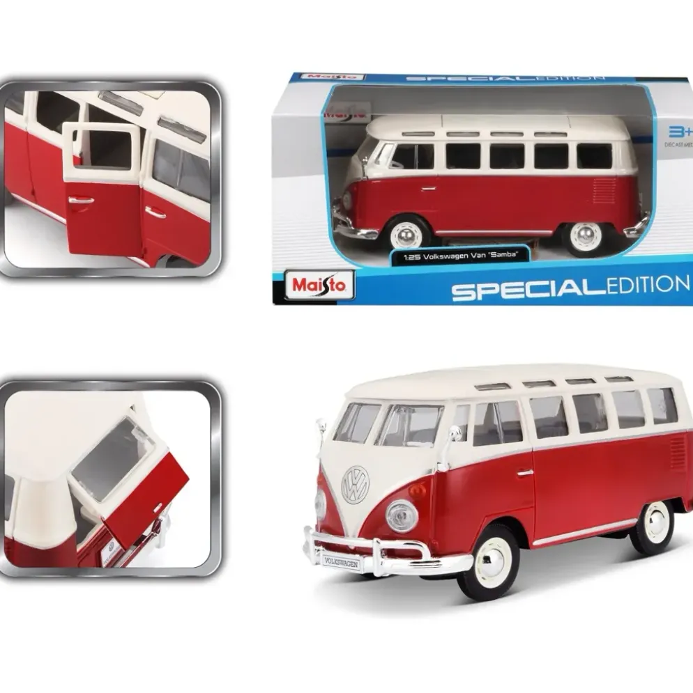 Volkswagen Van "Samba" Bus - Röd - Maisto - 1:25
