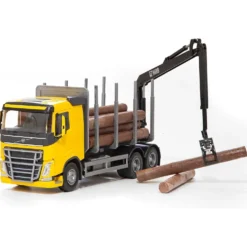 Volvo - Timmerbil med kran - Gul - EMEK - 33 cm