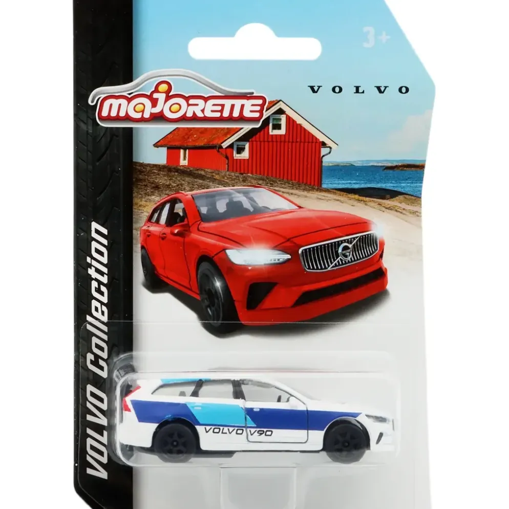 Volvo V90 - Vit / Blå - Röd Stuga - Majorette - 7 cm